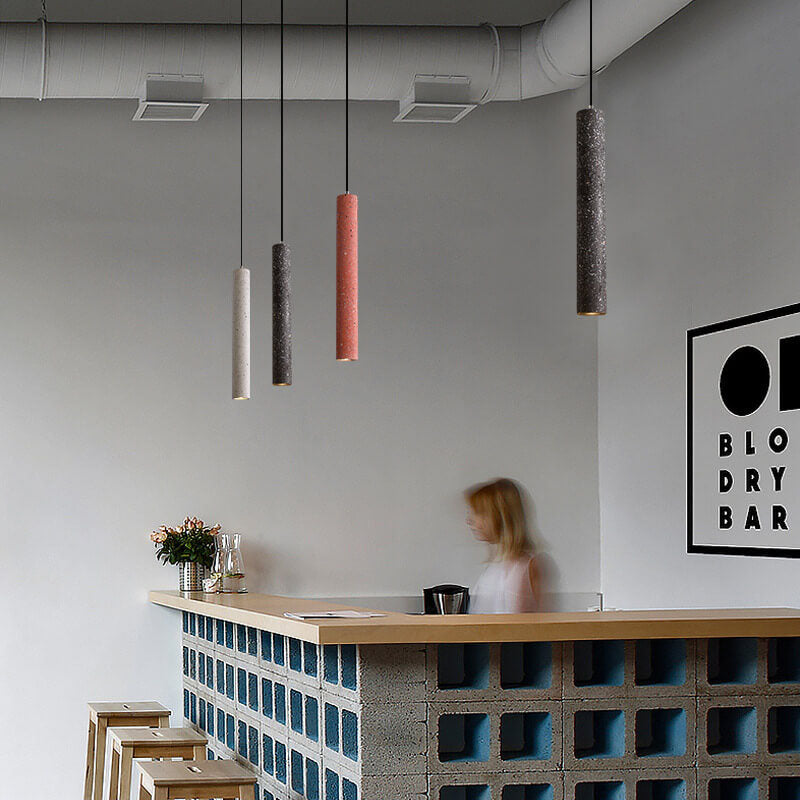 Nordic Colorful Terrazzo Cylindrical Shape LED Pendant Light BulbSquare