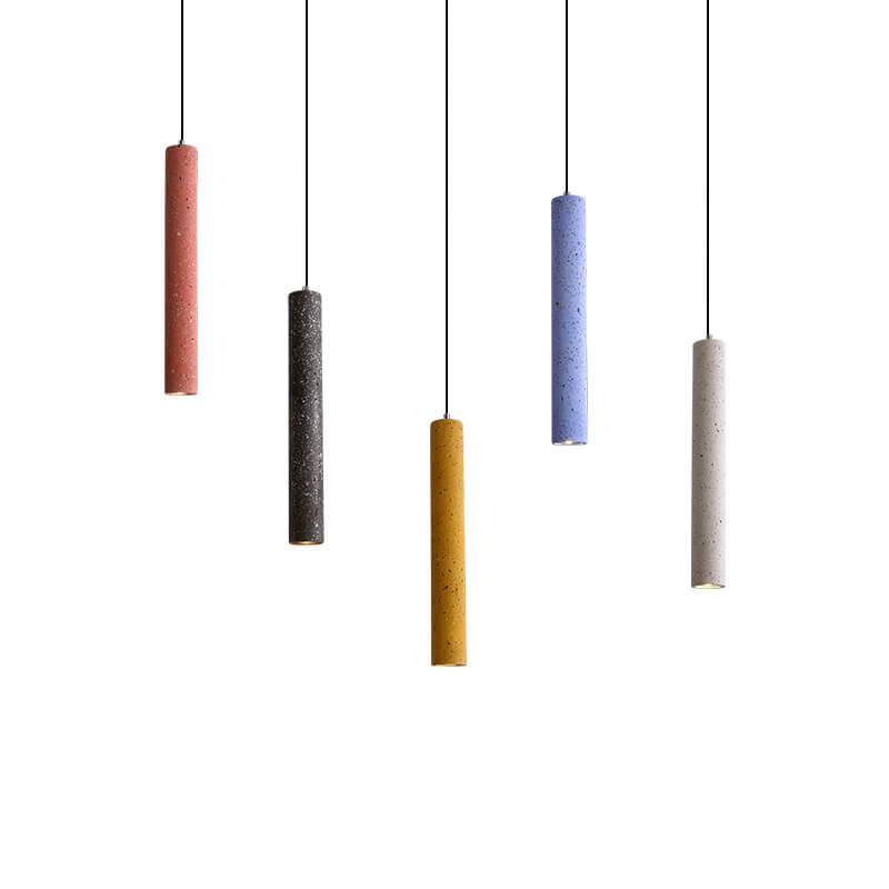 Nordic Colorful Terrazzo Cylindrical Shape LED Pendant Light BulbSquare