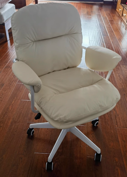Contemporary Luxury Square Faux Leather Upholstered Height Adjustable Swivel Desk Chair Armrest For Home Office