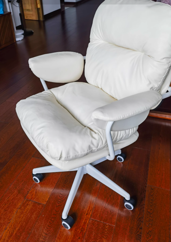 Contemporary Luxury Square Faux Leather Upholstered Height Adjustable Swivel Desk Chair Armrest For Home Office DFM-F