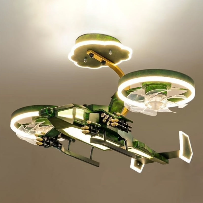 Lumendat Contemporary Creative Kids Airplane Acrylic LED Flush Mount Ceiling Fan Light For Bedroom Lumendat