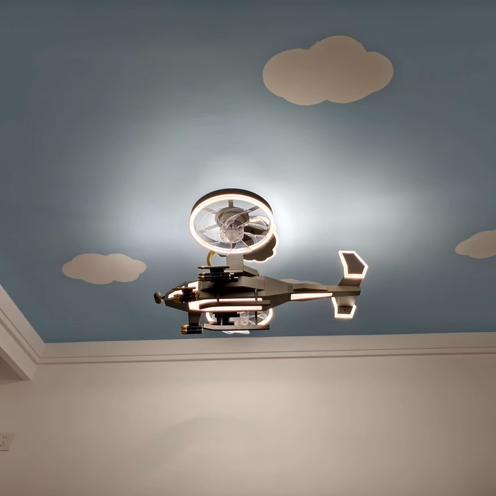 Lumendat Contemporary Creative Kids Airplane Acrylic LED Flush Mount Ceiling Fan Light For Bedroom Lumendat