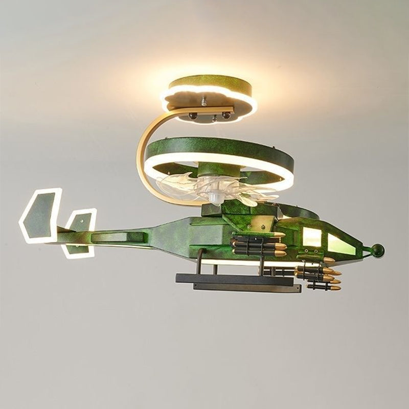 Lumendat Contemporary Creative Kids Airplane Acrylic LED Flush Mount Ceiling Fan Light For Bedroom Lumendat