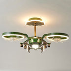 Lumendat Contemporary Creative Kids Airplane Acrylic LED Flush Mount Ceiling Fan Light For Bedroom Lumendat