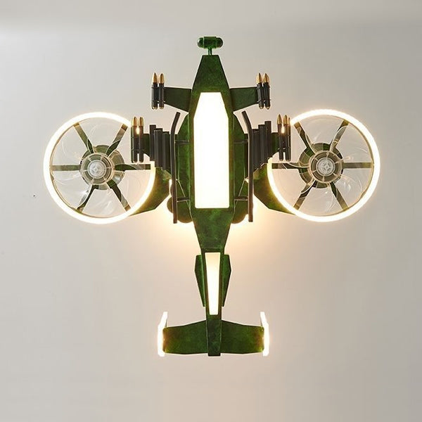 Lumendat Contemporary Creative Kids Airplane Acrylic LED Flush Mount Ceiling Fan Light For Bedroom Lumendat