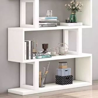 Contemporary Scandinavian Geometric Vertical MDF Steel Bookshelves 3/4/5/6-Tier Open Back Design Standing Shelves For Home Office DFM-F