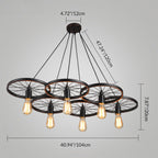 Industrial Creative Personality Wrought Iron Wheels 1/3/6-light Chandelier BulbSquare