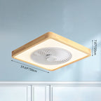 Modern Minimalist Wood Geometric LED Semi-flush Mount Ceiling Fan Light BulbSquare