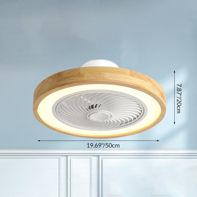 Modern Minimalist Wood Geometric LED Semi-flush Mount Ceiling Fan Light BulbSquare