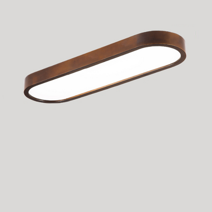 Modern Minimalist Rubberwood & Acrylic Oval LED Flush Mount Ceiling Light for Bedroom & Living Room