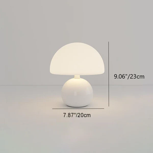 Modern Minimalist Round Cylinder Mushroom Round Ball PE Ceramic LED Table Lamp For Bedroom Lumendat