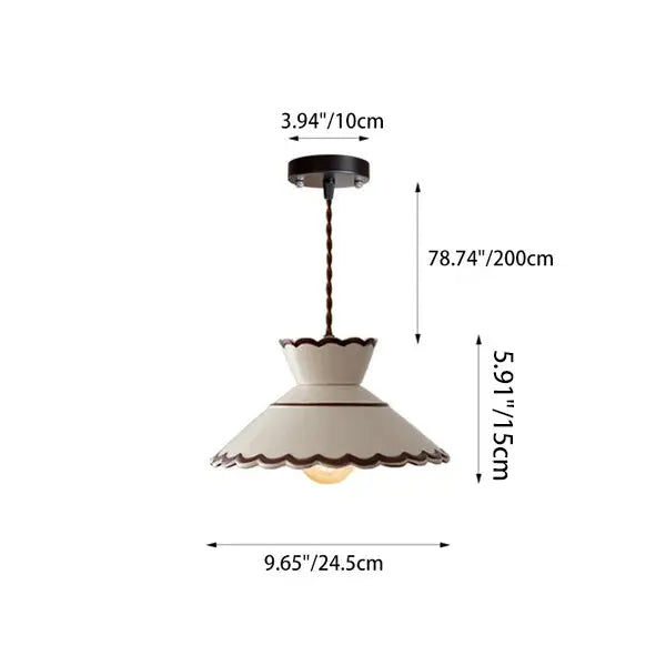 Traditional French Ceramic & Iron Cone Shaped 1-light Pendant Light for Bedroom & Living Room Lumendat