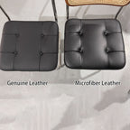 Traditional Vintage Arc Stainless Steel Leather Sponge Plastic Rattan Weaving Dining Chair Backrest Armless For Dining Room Lumendat