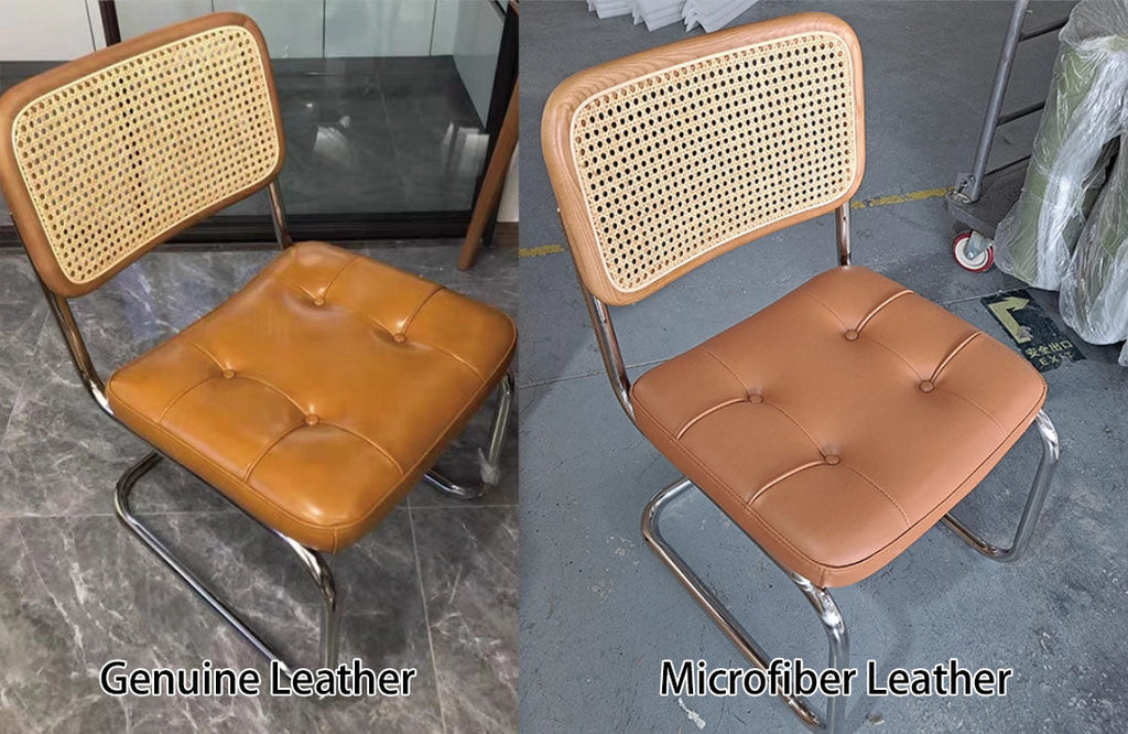 Traditional Vintage Arc Stainless Steel Leather Sponge Plastic Rattan Weaving Dining Chair Backrest Armless For Dining Room Lumendat