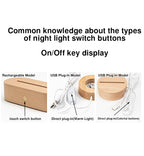 Contemporary Creative Rechargeable Solid Wood Round Rectangular Elliptical LED Table Lamp Night Light For Bedroom Lumendat