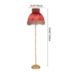 Traditional Vintage Cylinder Semicircle Tassel Fabric Copper 1-Light Standing Floor Lamp For Living Room Lumendat
