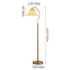 Japanese Vintage Flower Solid Wood Iron Fabric 1-Light Standing Floor Lamp Lumendat