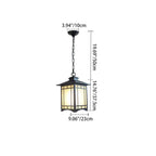 Traditional Chinese Dome Waterproof Square Cube Aluminum Iron Glass 1 - Light Pendant Light for Outdoor Patio BulbSquare