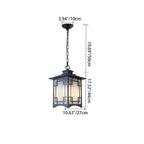 Traditional Chinese Dome Waterproof Square Cube Aluminum Iron Glass 1 - Light Pendant Light for Outdoor Patio BulbSquare