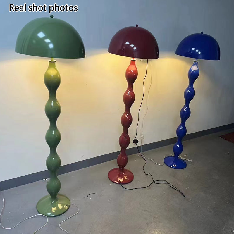 Contemporary Scandinavian Cream Mushroom Semi-circle Iron 1-Light Standing Floor Lamp For Living Room Lumendat