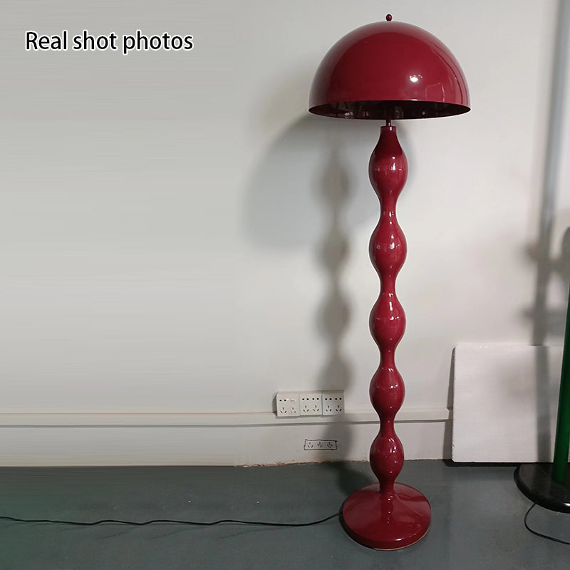 Contemporary Scandinavian Cream Mushroom Semi-circle Iron 1-Light Standing Floor Lamp For Living Room Lumendat