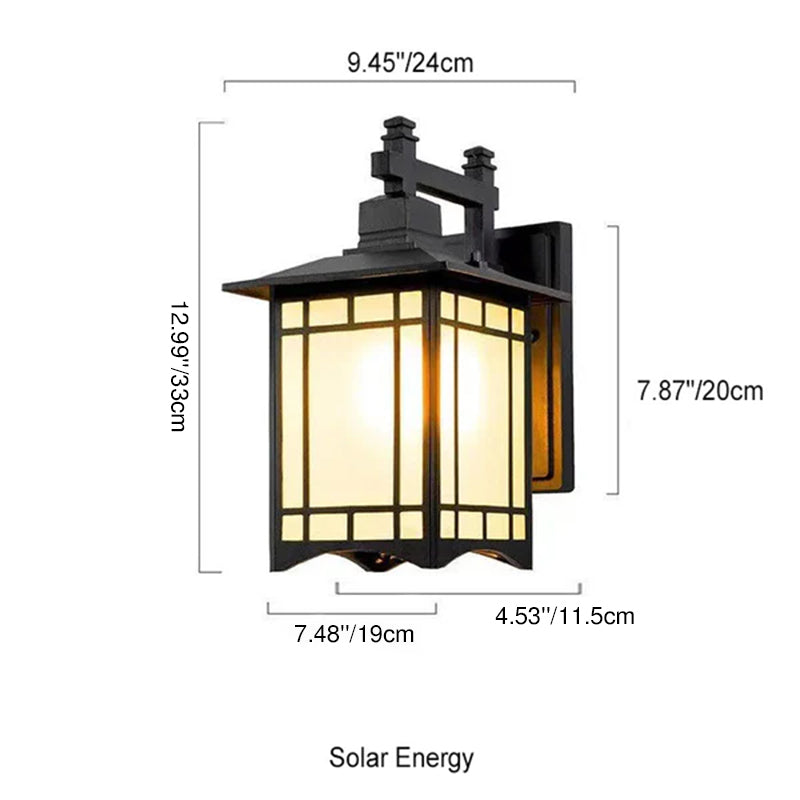 Modern Waterproof Solar Aluminum Chinese Pavilion Shape 1-Light Wall Sconce Lamp Lumendat