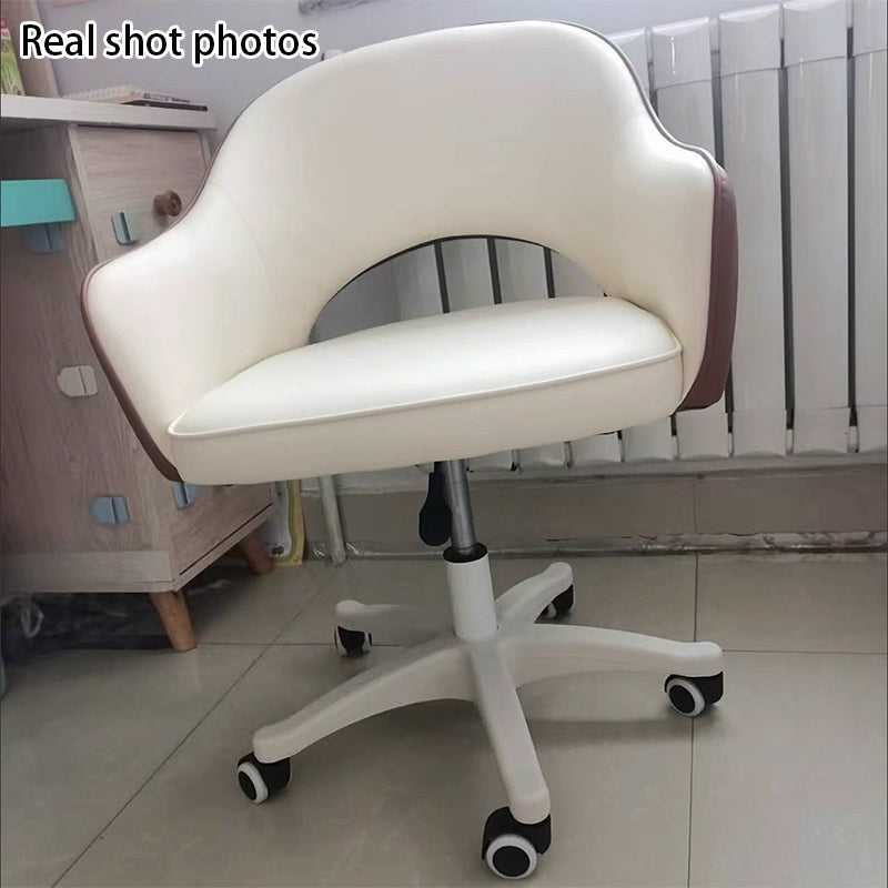 Modern Minimalist PU Leather, Metal & Nylon C-Curve Backrest Desk Chair With Armrest, Swivel & Adjustable Height For Home Office DFM-F