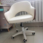 Modern Minimalist PU Leather, Metal & Nylon C-Curve Backrest Desk Chair With Armrest, Swivel & Adjustable Height For Home Office DFM-F