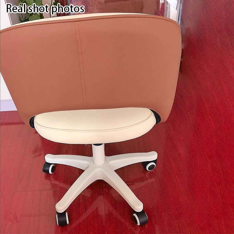 Modern Minimalist PU Leather, Metal & Nylon C-Curve Backrest Desk Chair With Armrest, Swivel & Adjustable Height For Home Office DFM-F