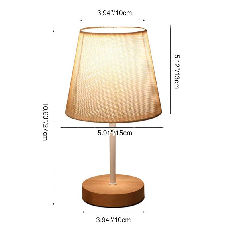 Nordic Vintage Fabric Cone Solid Wood LED Table Lamp Lumendat