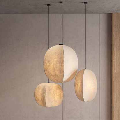 Traditional Japanese Zen Anti-silk Lantern Shape 1-Light Pendant Light For Living Room