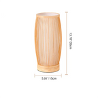 Traditional Japanese Cylinder Bamboo Wood 1-Light Table Lamp For Bedroom Lumendat
