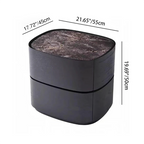 Modern Luxury Oval Stone Slab Plywood Nightstand With Dual Drawers For Bedroom Lumendat