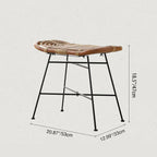 Contemporary Scandinavian Handwoven Rattan Low Stool With Iron Frame For Entryway & Living Spaces Lumendat