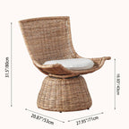 Contemporary Scandinavian Indonesian Rattan Weaving Swivel Lounge Chair - Back Chair With Handwoven Texture For Living Room Lumendat