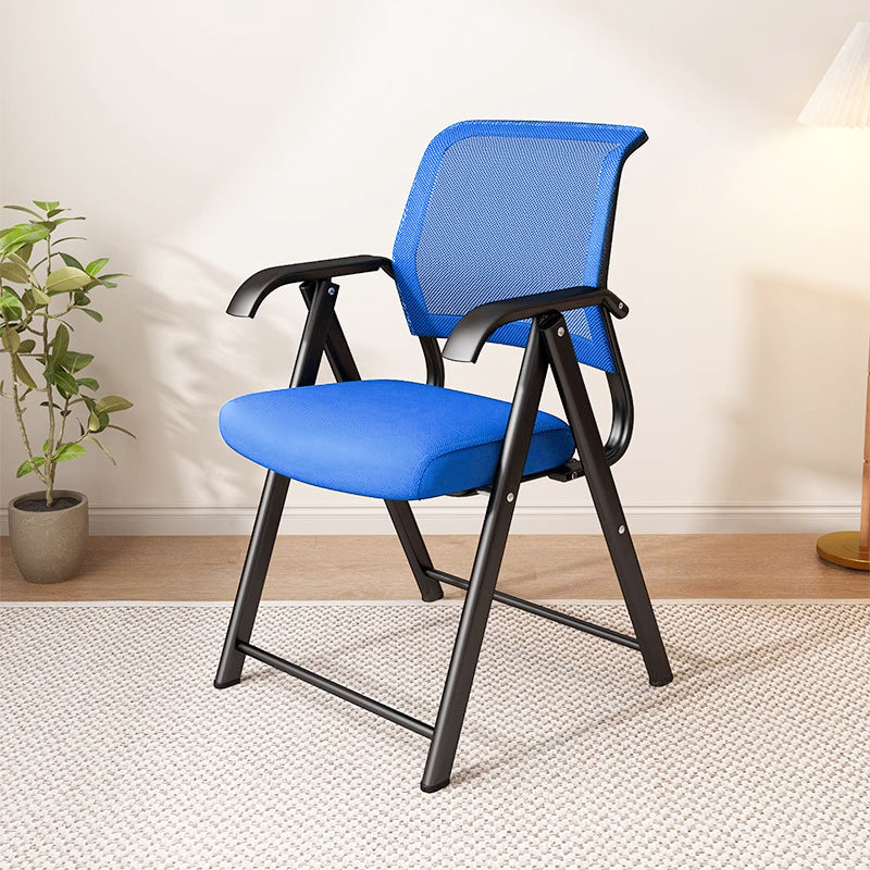 Modern Minimalist Foldable Mesh Sponge Carbon Steel Square Desk Chair With Backrest And Armrests For Home Office Or Study DFM-F