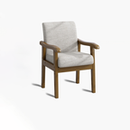 Modern Minimalist Square Rectangular Rubberwood Cotton-linen Desk Chair Backrest Armrest For Home Office DFM-F