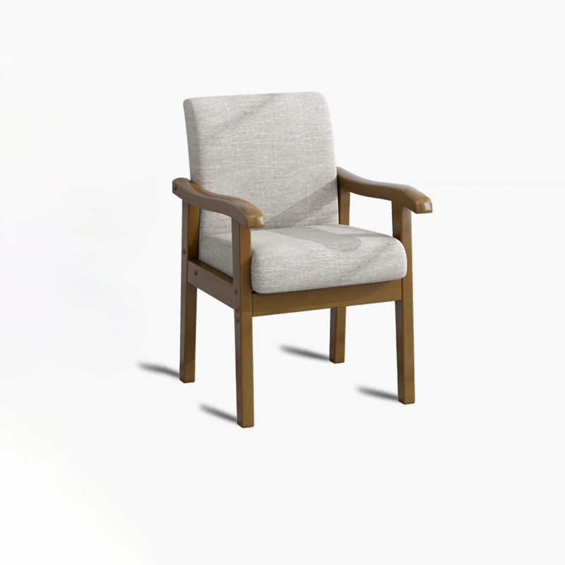 Modern Minimalist Square Rectangular Rubberwood Cotton-linen Desk Chair Backrest Armrest For Home Office DFM-F