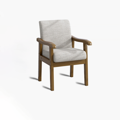 Modern Minimalist Square Rectangular Rubberwood Cotton-linen Desk Chair Backrest Armrest For Home Office