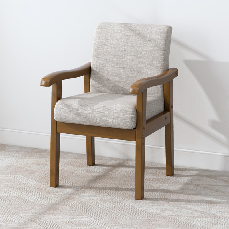Modern Minimalist Square Rectangular Rubberwood Cotton-linen Desk Chair Backrest Armrest For Home Office DFM-F