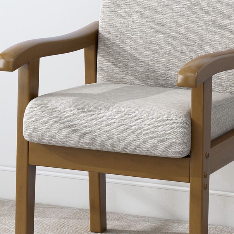 Modern Minimalist Square Rectangular Rubberwood Cotton-linen Desk Chair Backrest Armrest For Home Office DFM-F