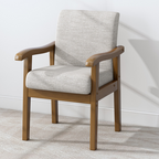 Modern Minimalist Square Rectangular Rubberwood Cotton-linen Desk Chair Backrest Armrest For Home Office DFM-F