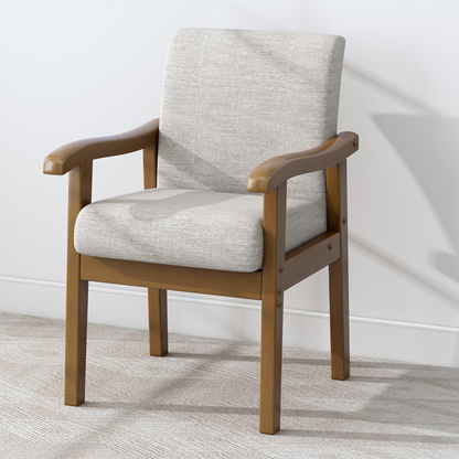 Modern Minimalist Square Rectangular Rubberwood Cotton-linen Desk Chair Backrest Armrest For Home Office
