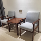 Modern Minimalist Square Rectangular Rubberwood Cotton-linen Desk Chair Backrest Armrest For Home Office DFM-F