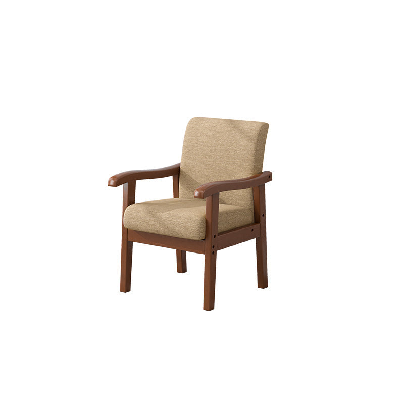 Modern Minimalist Square Rectangular Rubberwood Cotton-linen Desk Chair Backrest Armrest For Home Office
