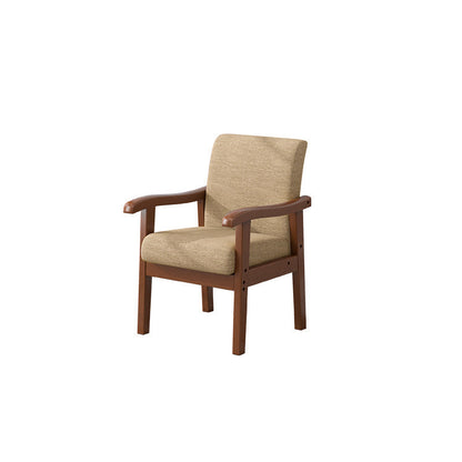 Modern Minimalist Square Rectangular Rubberwood Cotton-linen Desk Chair Backrest Armrest For Home Office
