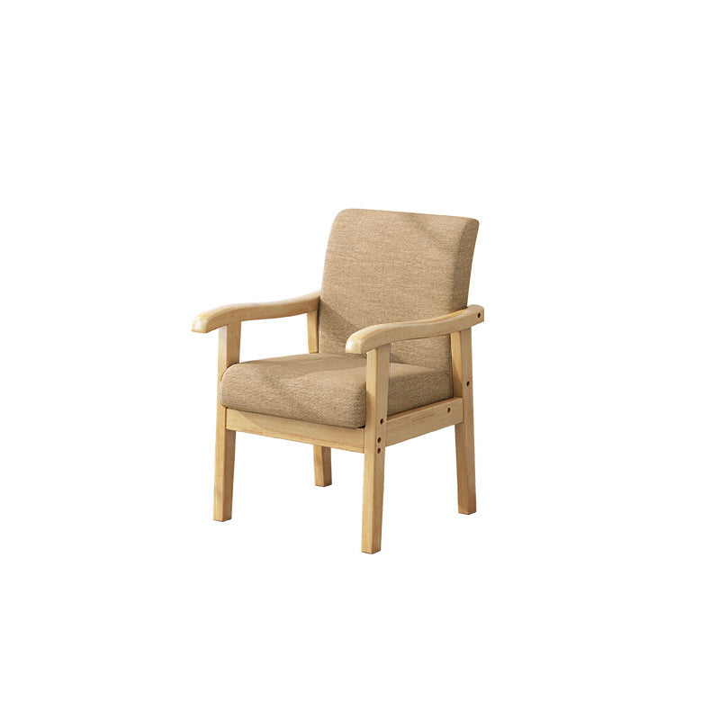 Modern Minimalist Square Rectangular Rubberwood Cotton-linen Desk Chair Backrest Armrest For Home Office DFM-F
