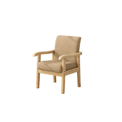 Modern Minimalist Square Rectangular Rubberwood Cotton-linen Desk Chair Backrest Armrest For Home Office