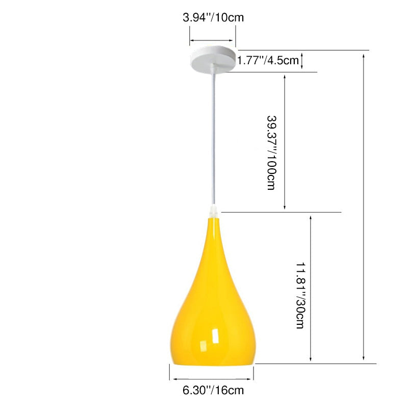 Contemporary Nordic Iron Wood Aluminum Gourd Water Drop 1-Light Pendant Light For Dining Room