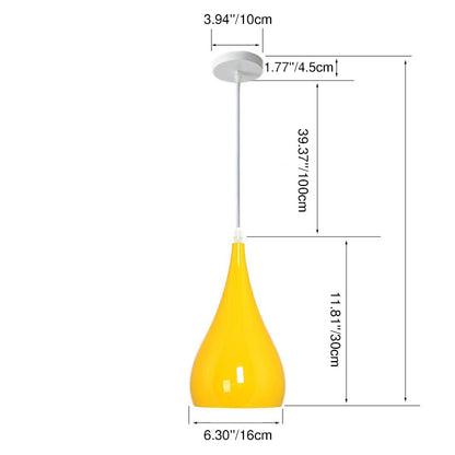 Contemporary Nordic Iron Wood Aluminum Gourd Water Drop 1-Light Pendant Light For Dining Room